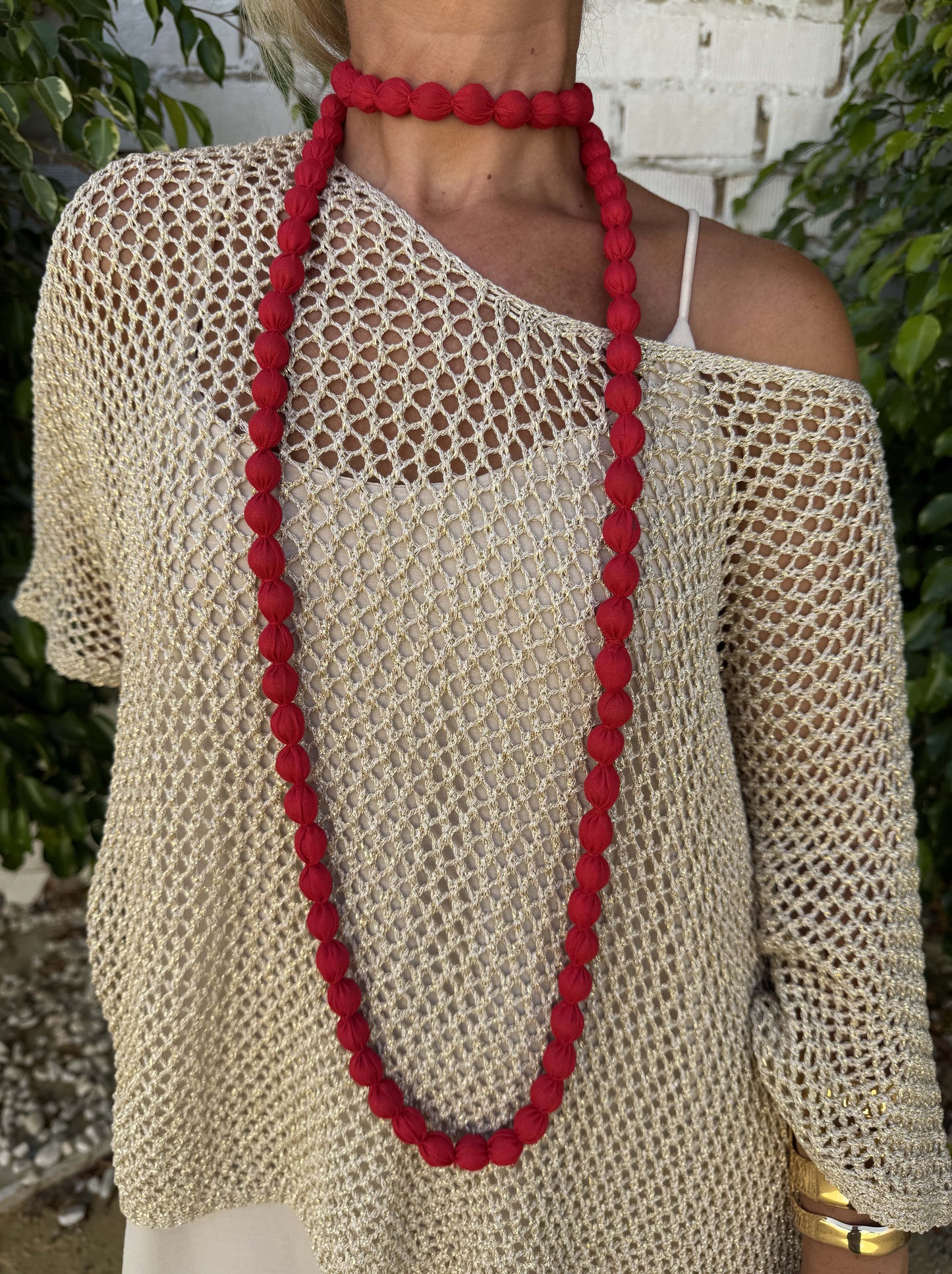 COLLAR LARGO BOLAS TELA