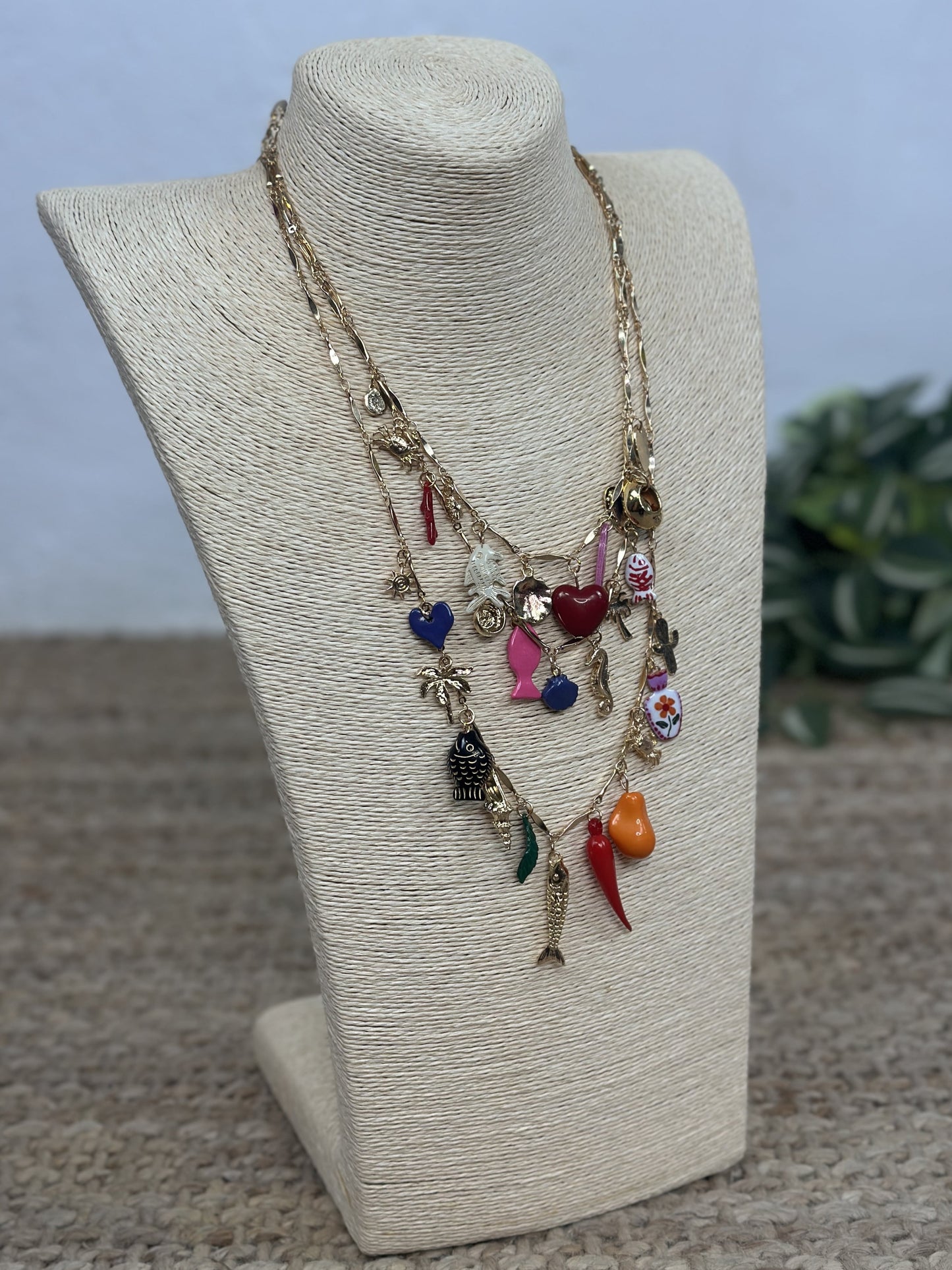 COLLAR TRIPLE ABALORIOS PECES