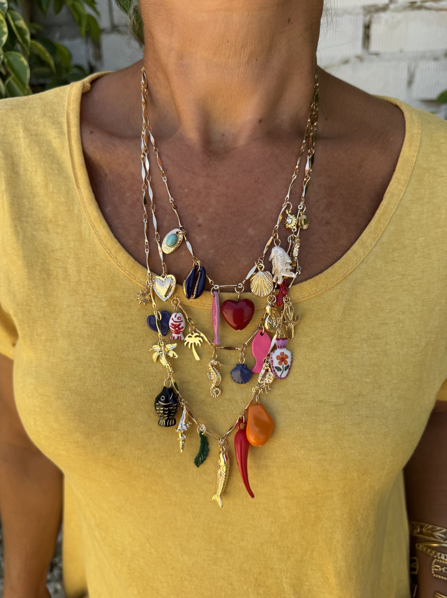 COLLAR TRIPLE ABALORIOS PECES