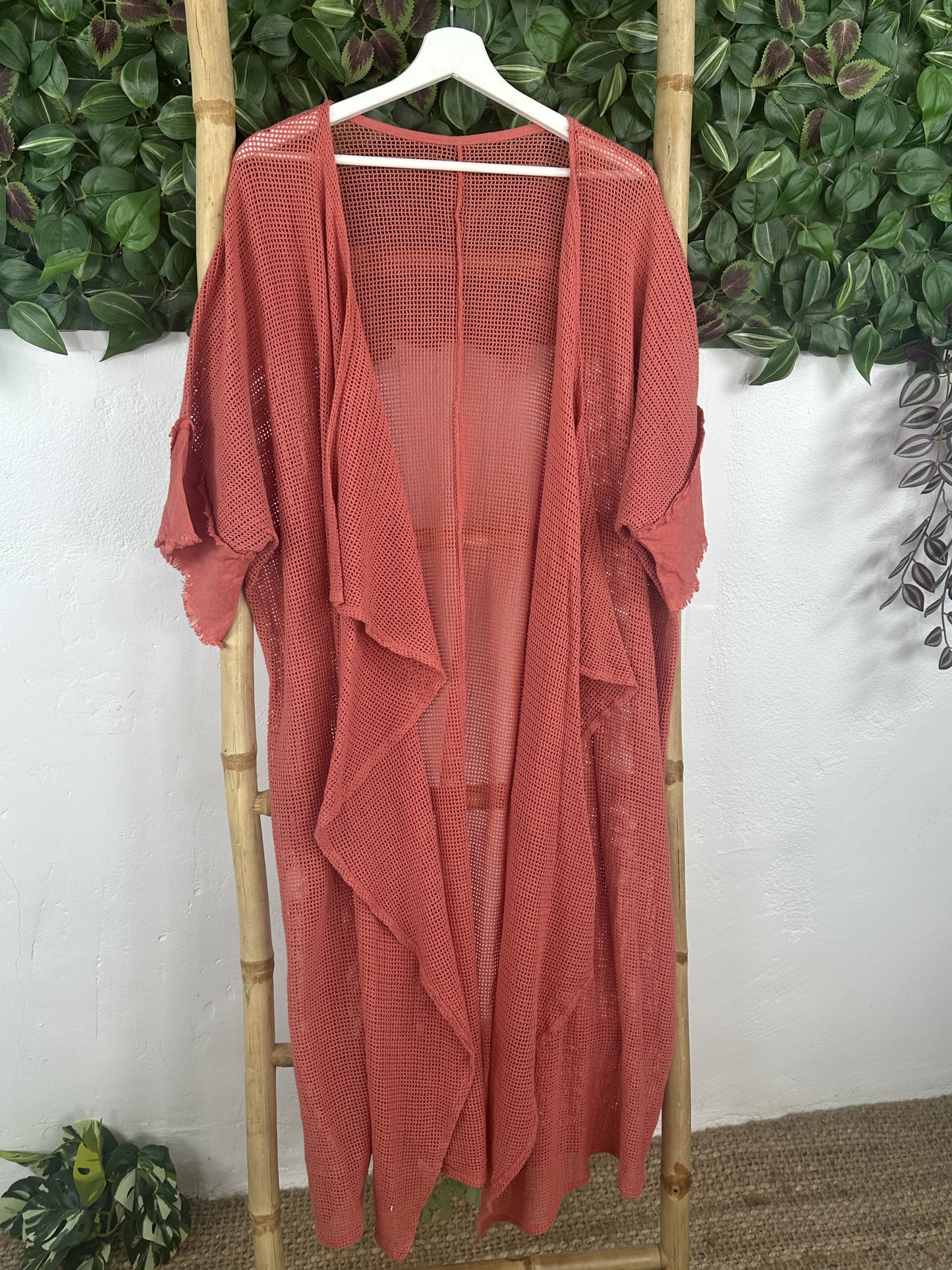 KIMONO ALGODÓN ENREJILLADO