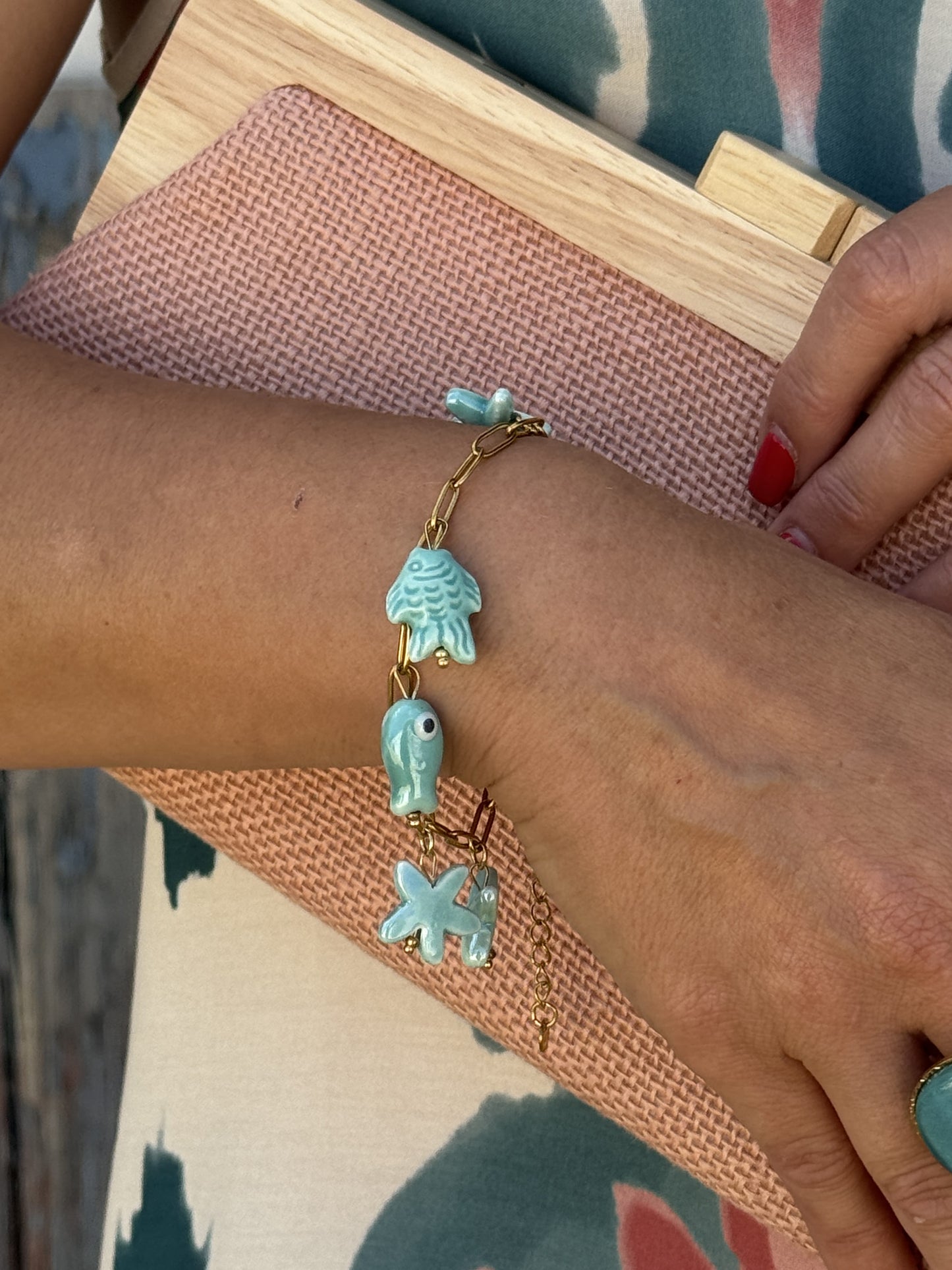 PULSEIRA DE CONTAS DE CERÂMICA