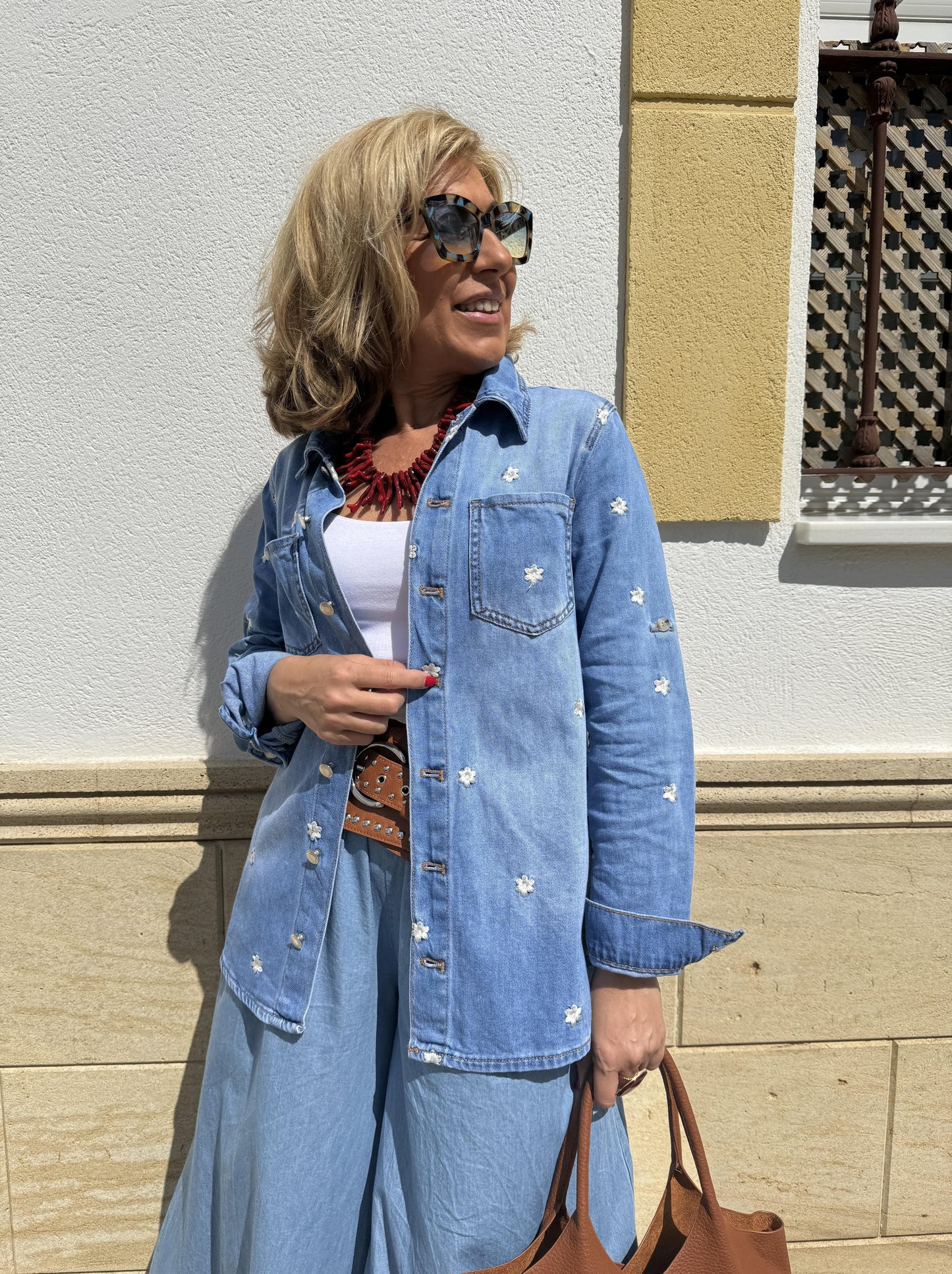 SOBRECAMISA VAQUERA BORDADO FLOR