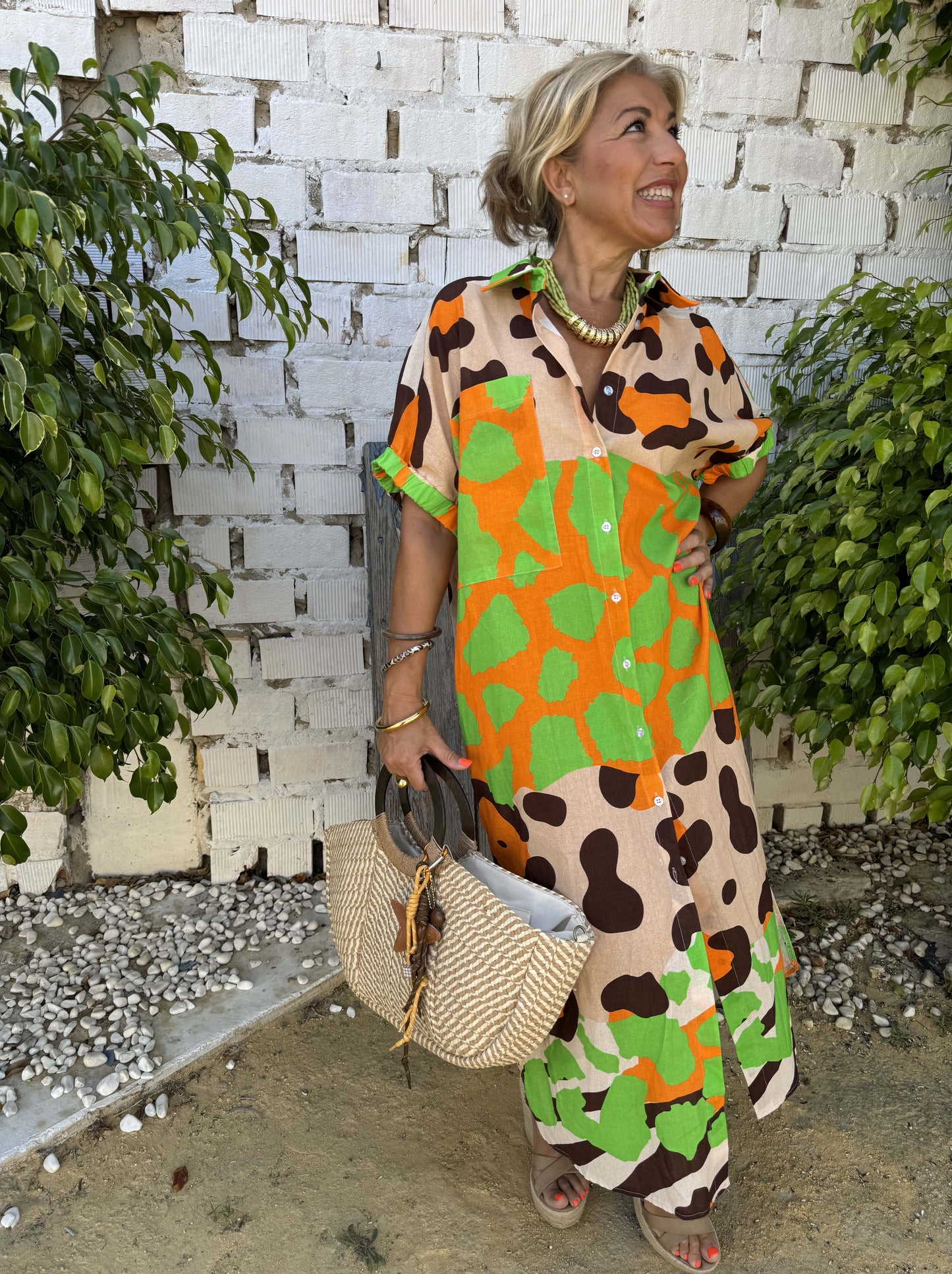 VESTIDO CAMISERO GOMA ANIMAL PRINT