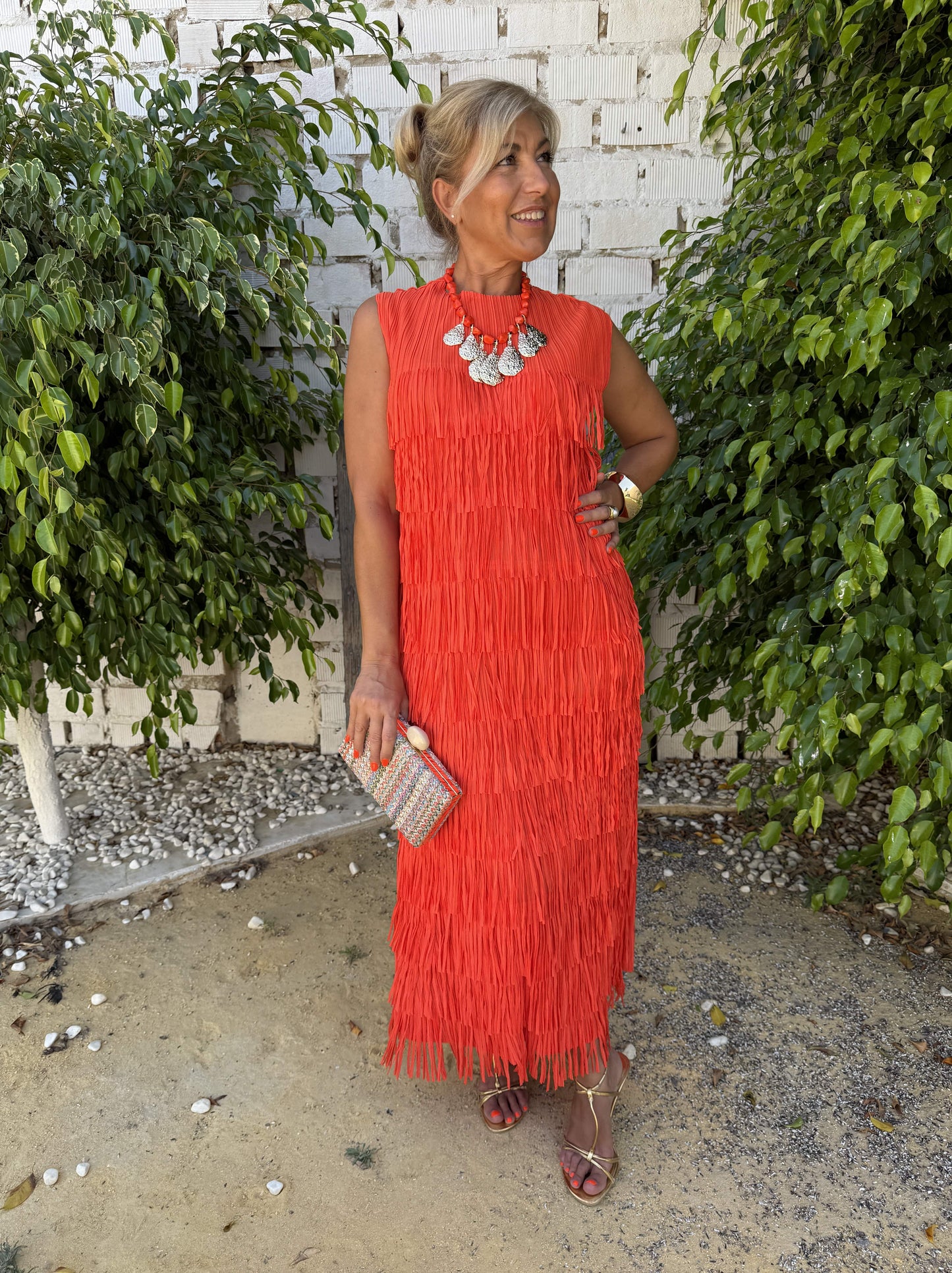 VESTIDO FLECOS SIN MANGA