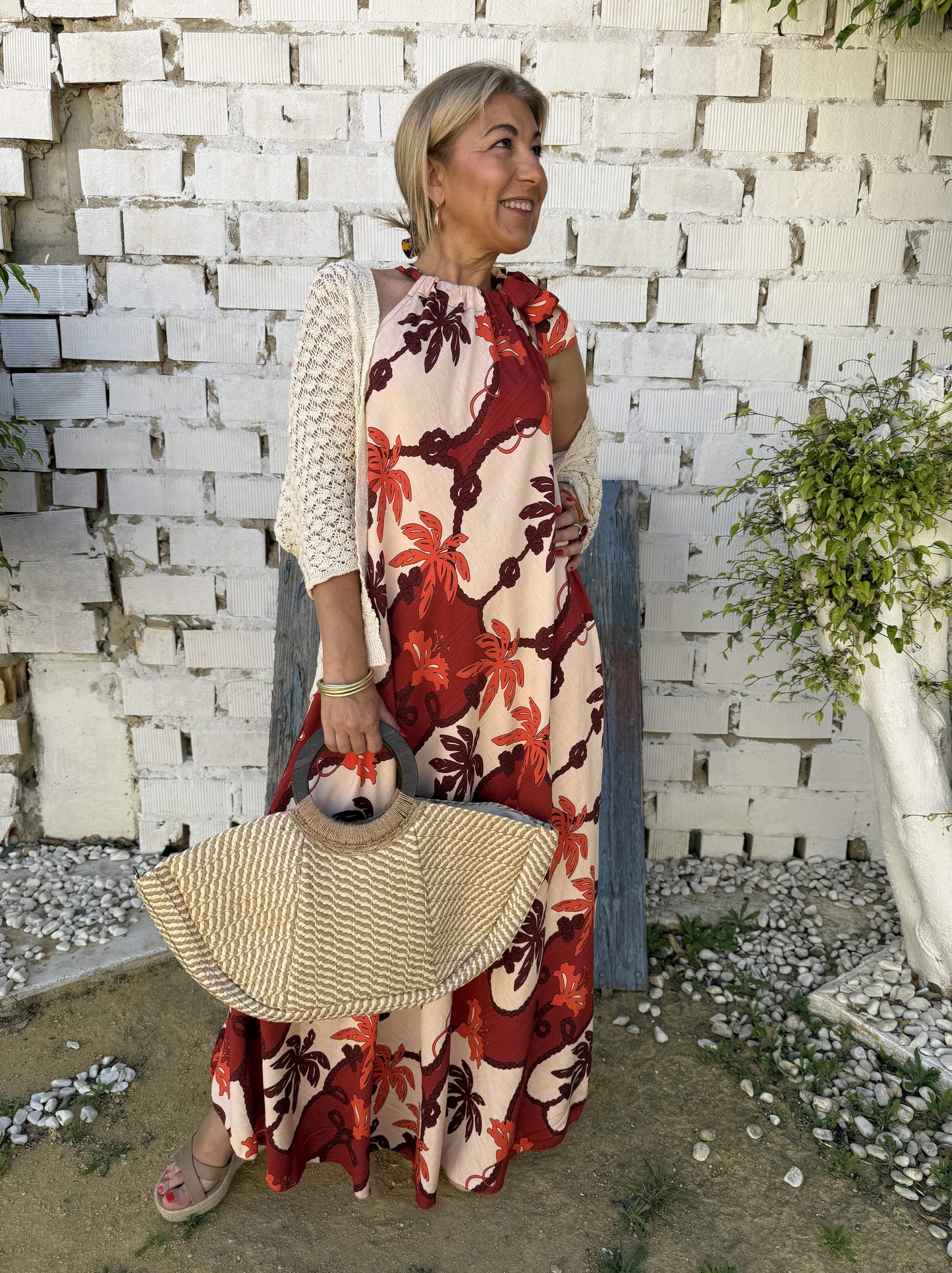 VESTIDO HALTER PALMERAS
