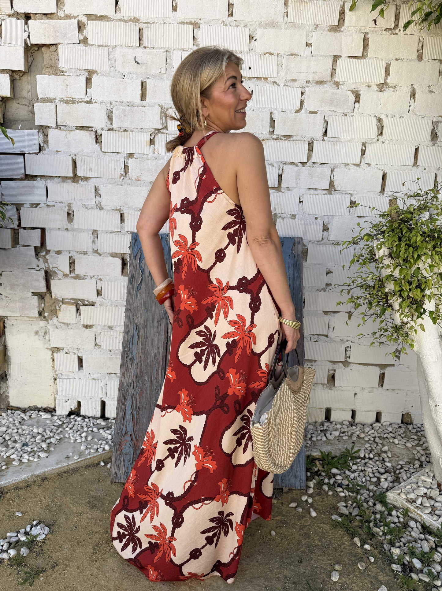 VESTIDO HALTER PALMERAS