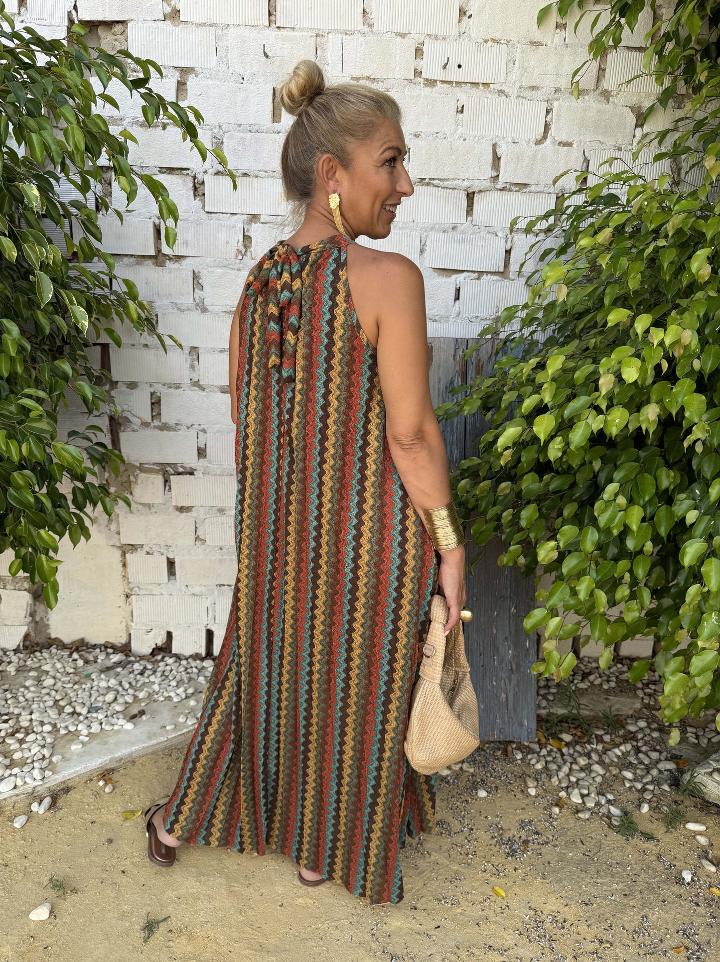 VESTIDO HALTER PLISADO BRILLO