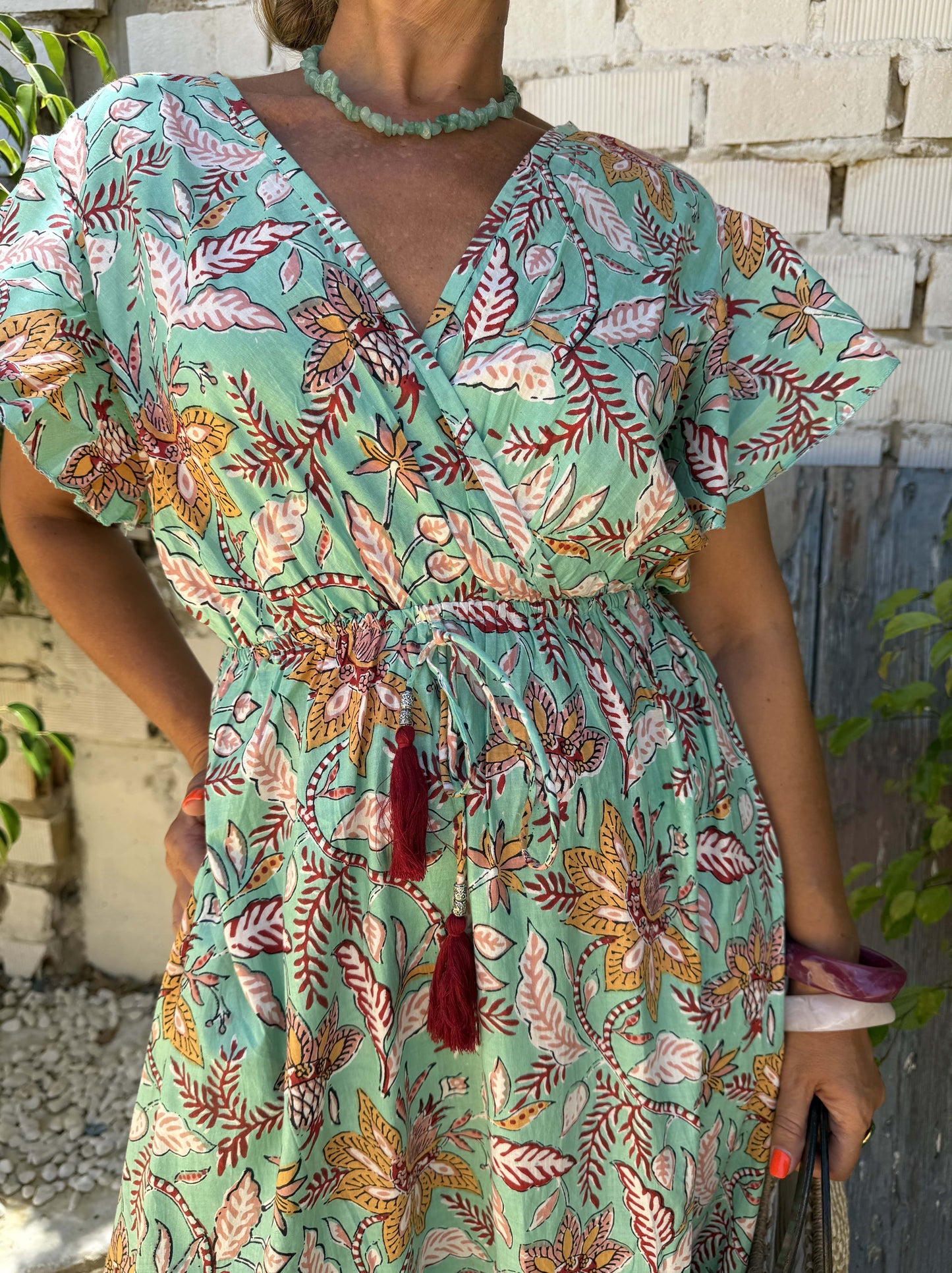 VESTIDO INDIO MANGA VOLANTE