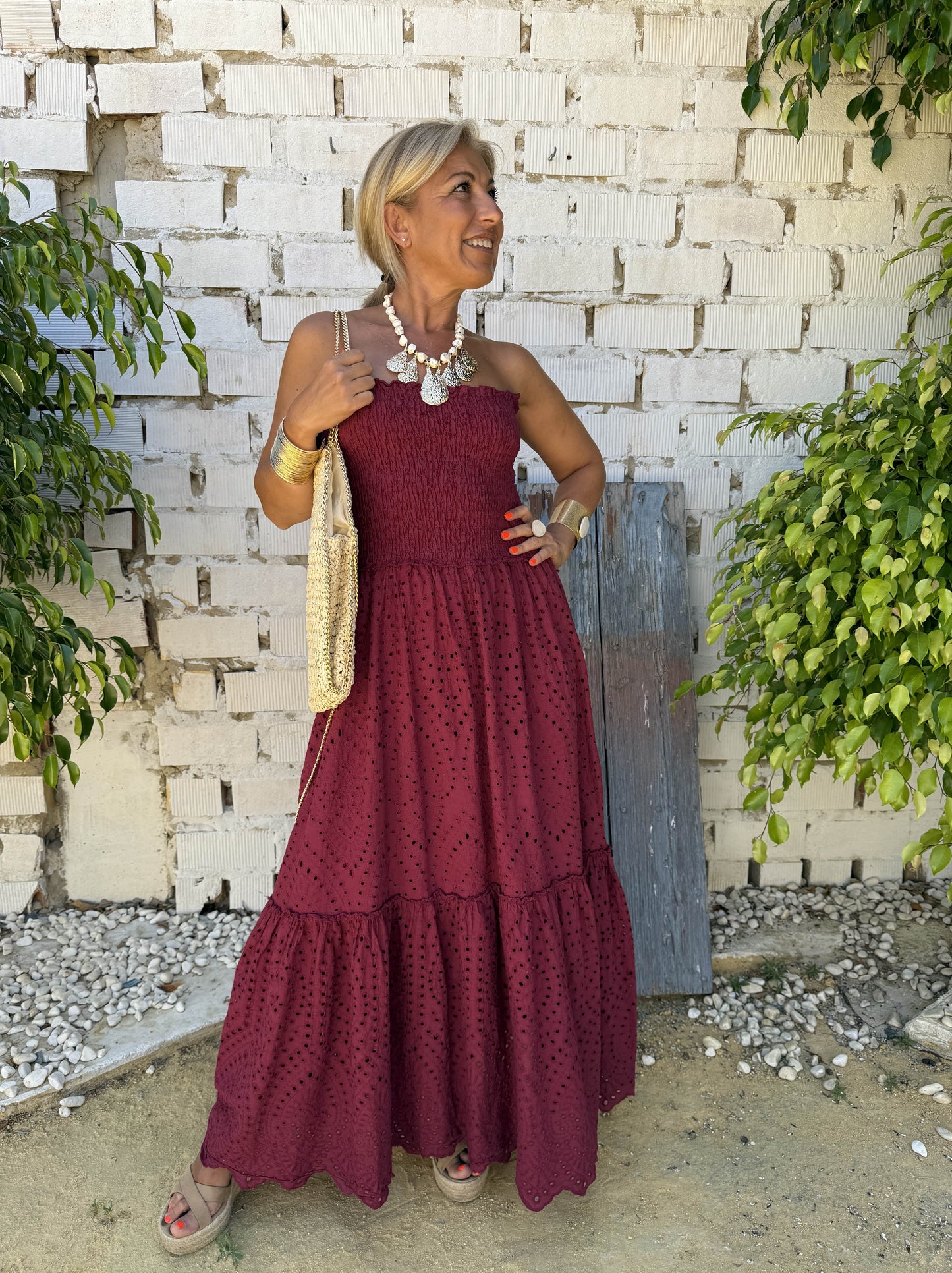 VESTIDO PERFORADO NIDO DE ABEJA
