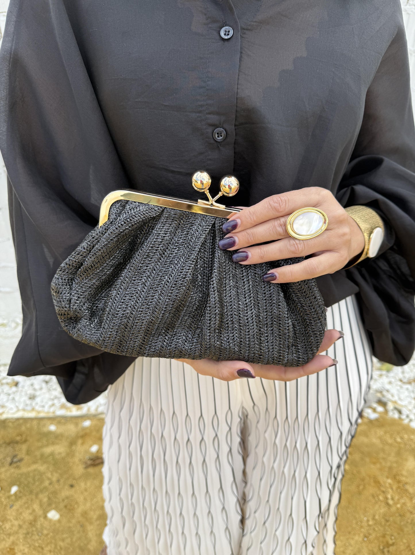 BOLSO RAFIA CLIP METALIZADO