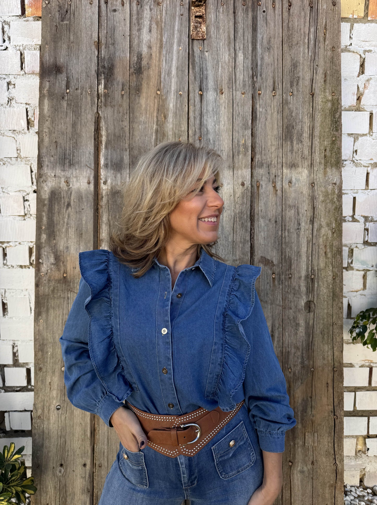 CAMISA DENIM VOLANTES