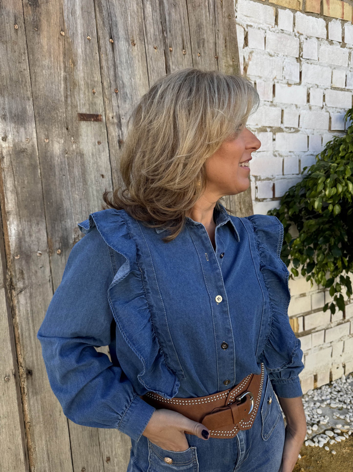 CAMISA DENIM VOLANTES