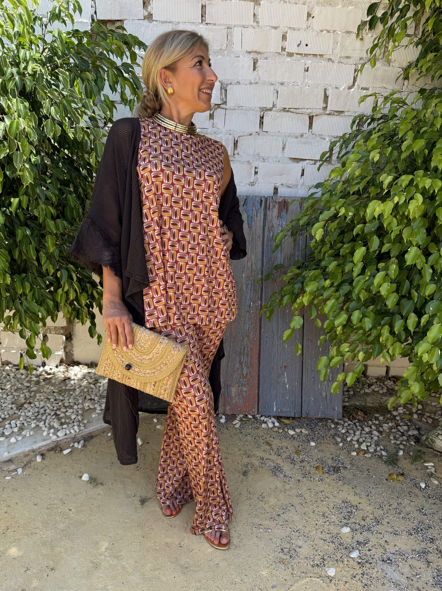 KIMONO ALGODÓN ENREJILLADO