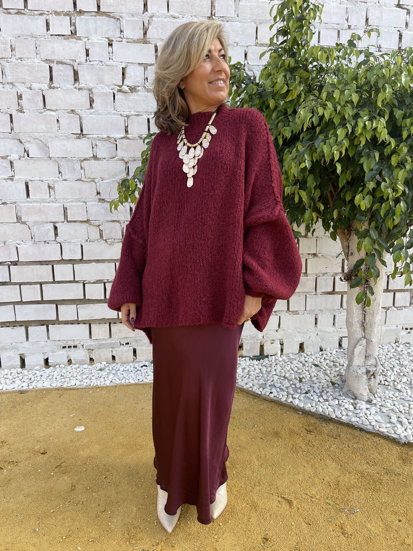 SATIN MIDI SKIRT
