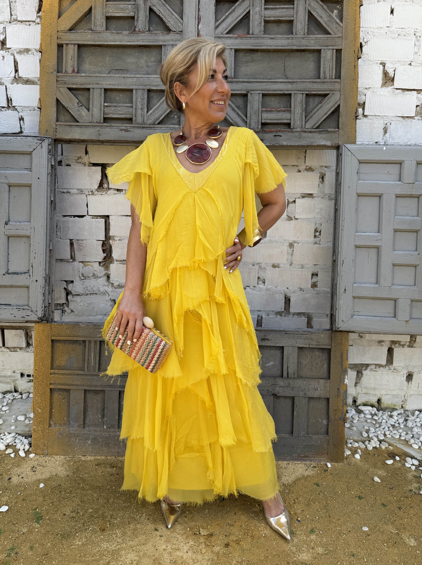 VESTIDO EMBRUJO MANGA CORTA