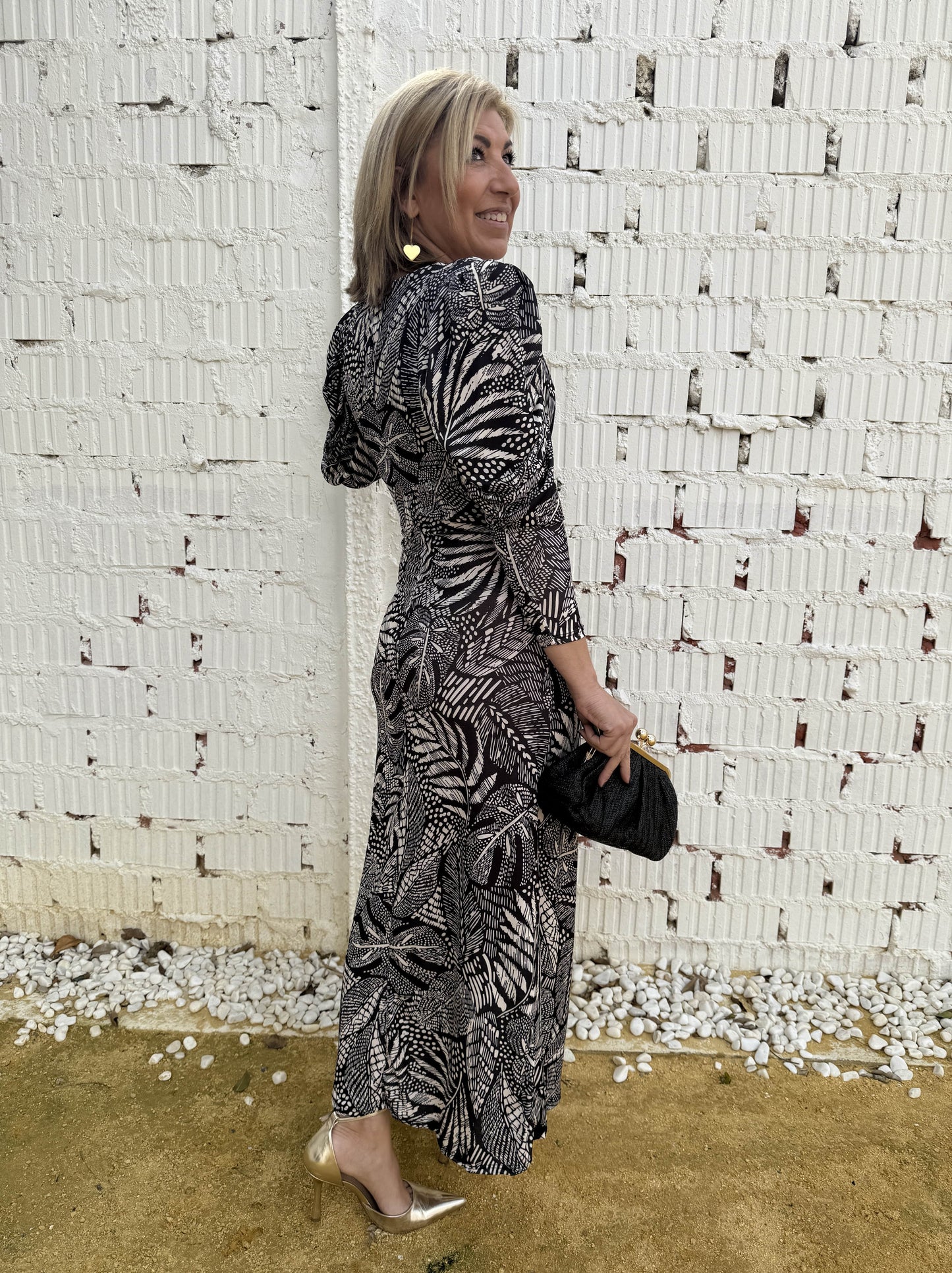 VESTIDO ESTAMPADO FRUNCE CINTURA