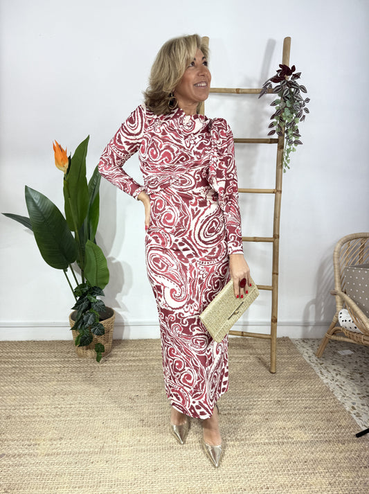 VESTIDO ESTAMPADO LAZO HOMBRO