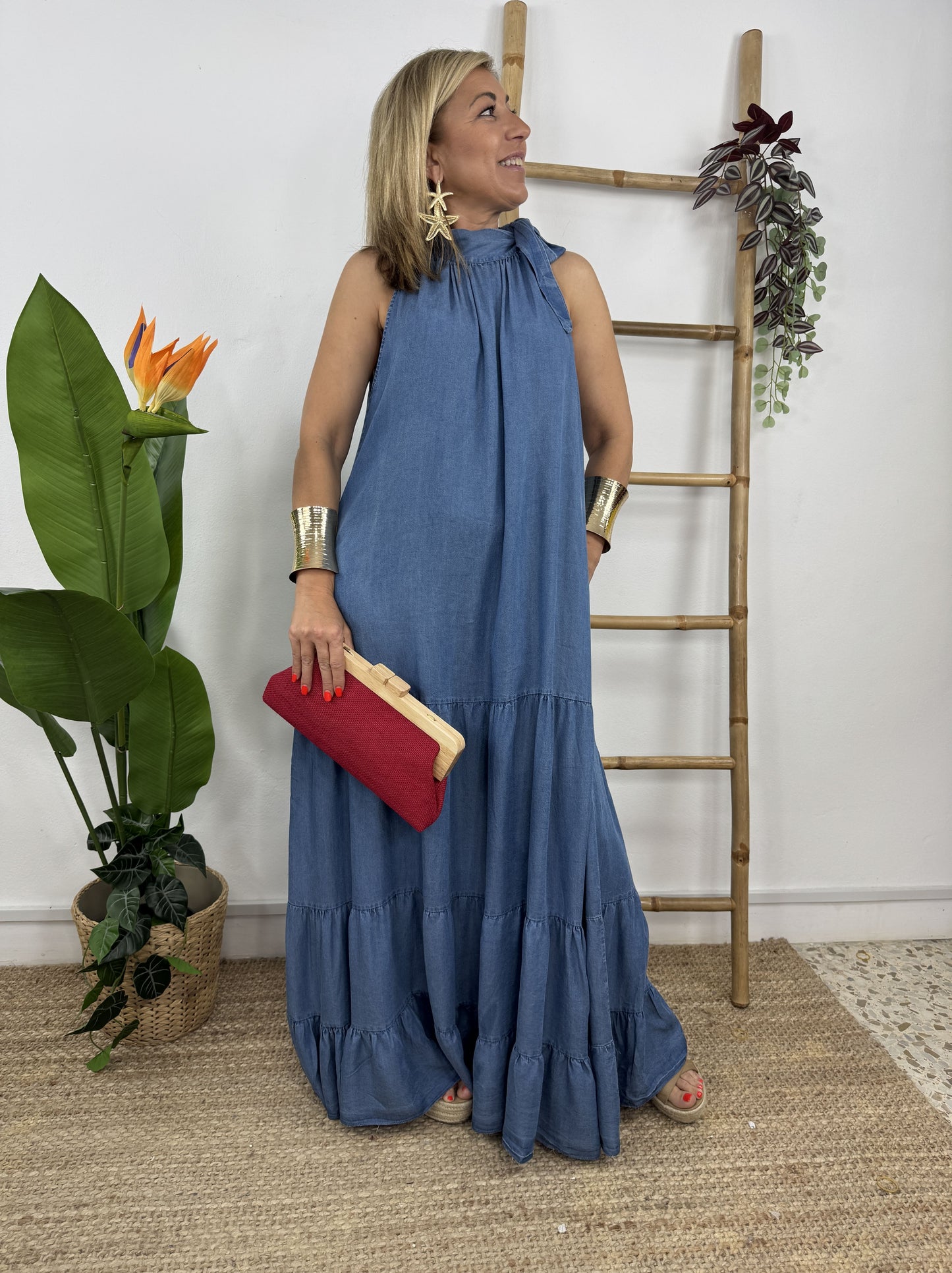 VESTIDO HALTER VAQUERO