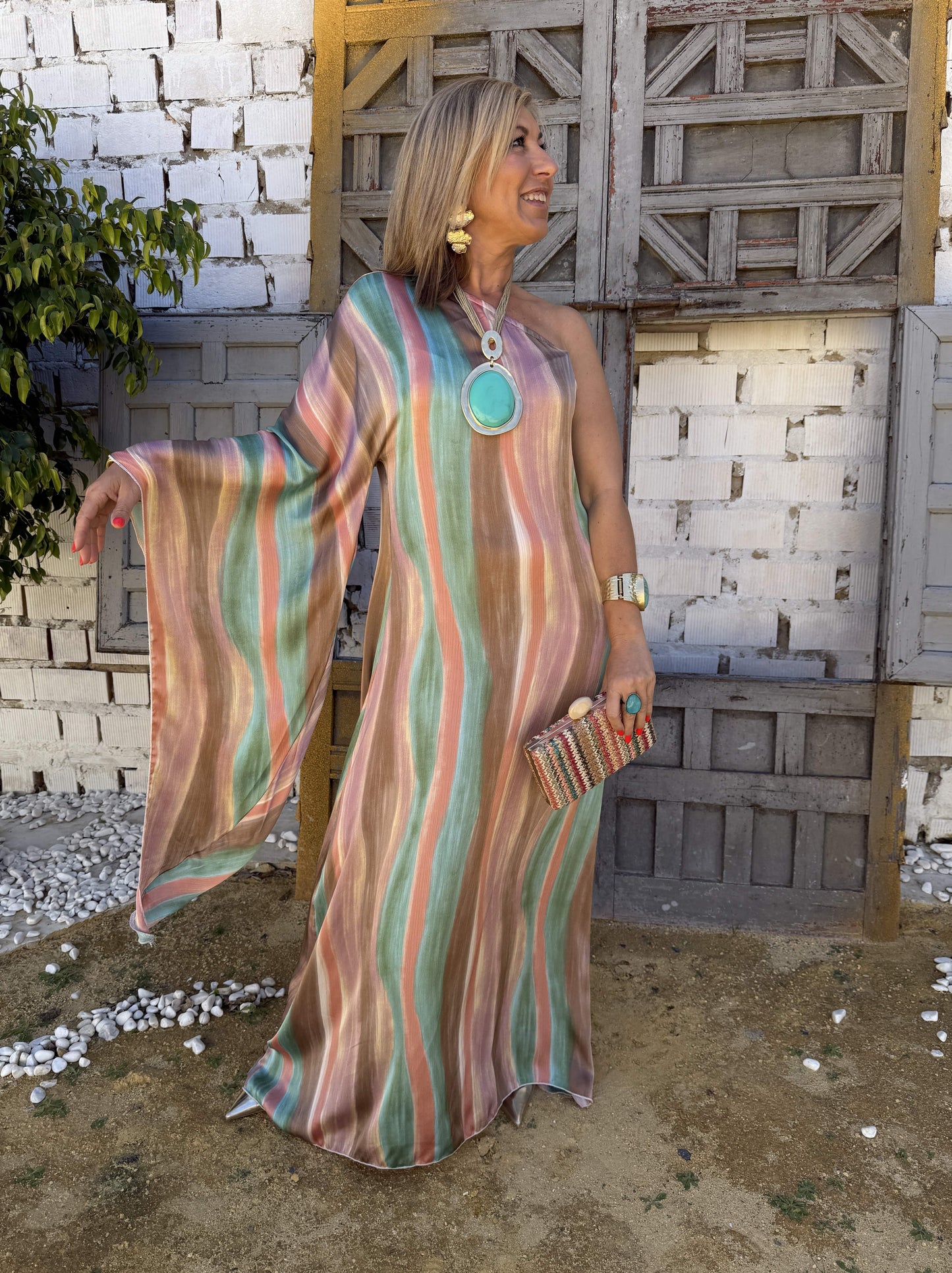 VESTIDO RAYAS ASIMÉTRICO