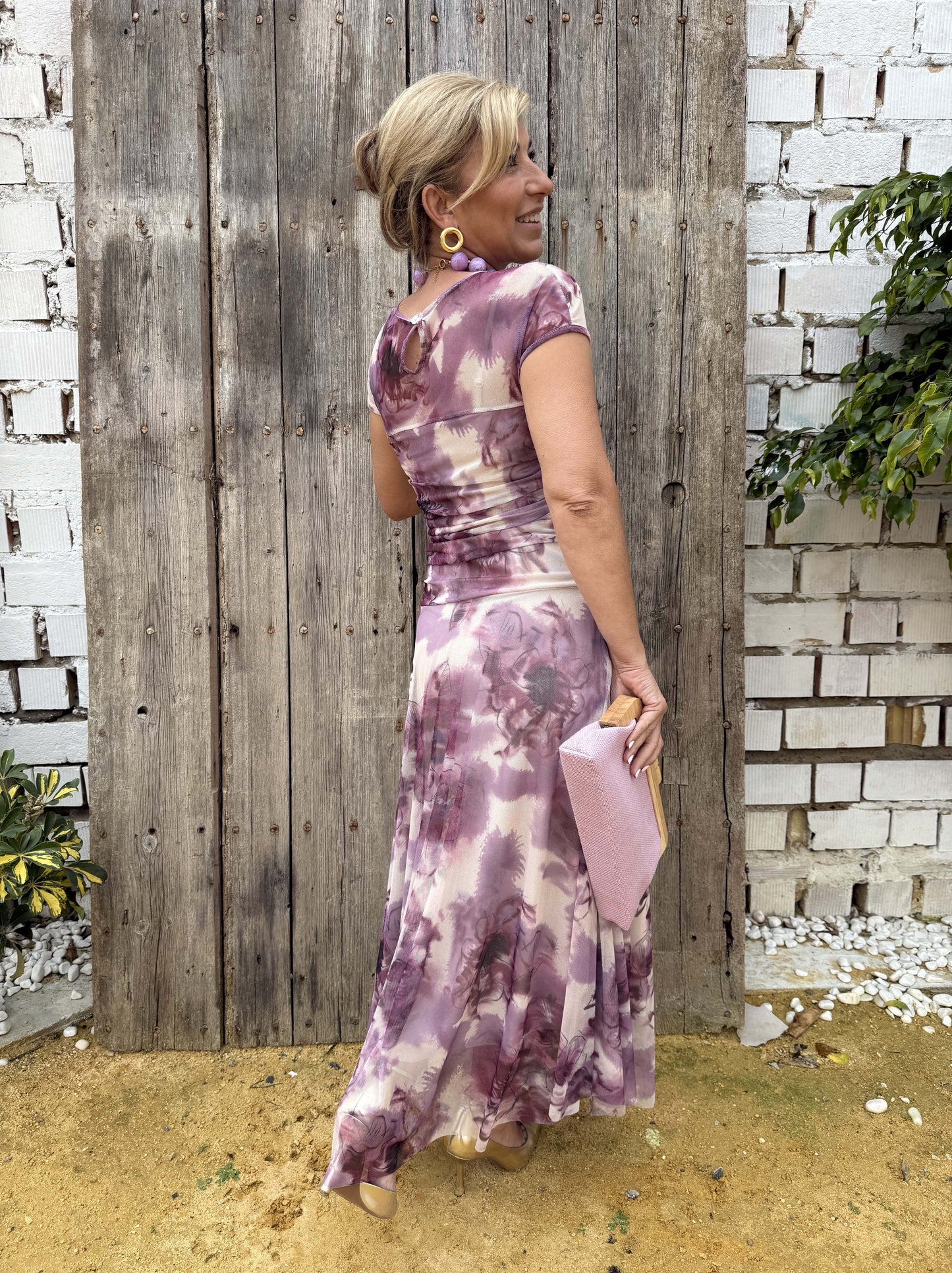 VESTIDO TUL CINTURA FRUNCIDA ESTAMPADO