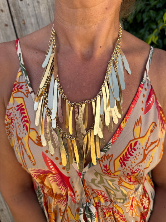 COLLAR PLUMA DORADO