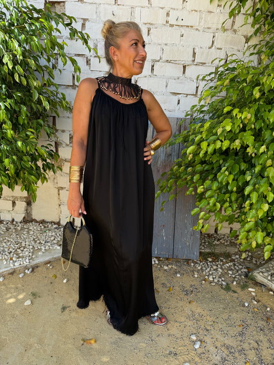 VESTIDO SATINADO DESFLECADO