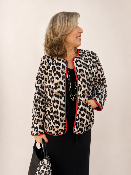 ABRIGO ACOLCHADO LEOPARDO MANGA LARGA