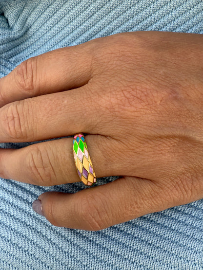 ANILLO ESMALTADO ROMBOS