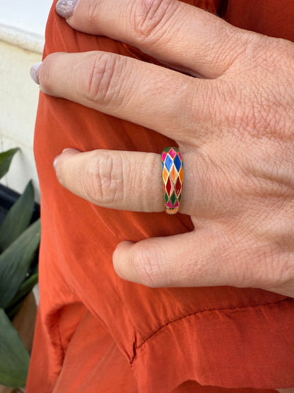 ANILLO ESMALTADO ROMBOS