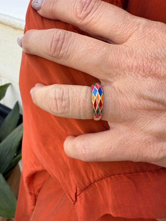 ANILLO ESMALTADO ROMBOS