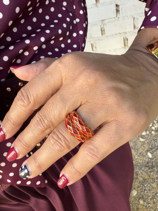 ANILLO ESMALTADO ROMBOS