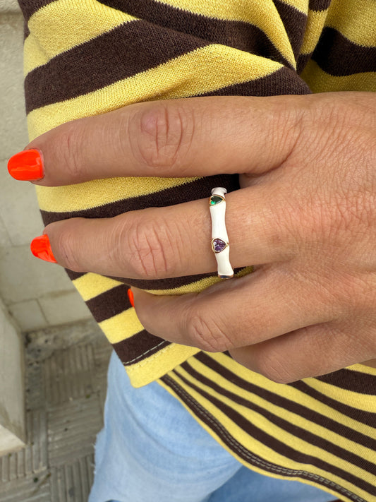 ANILLO ESMALTADO CORAZÓN