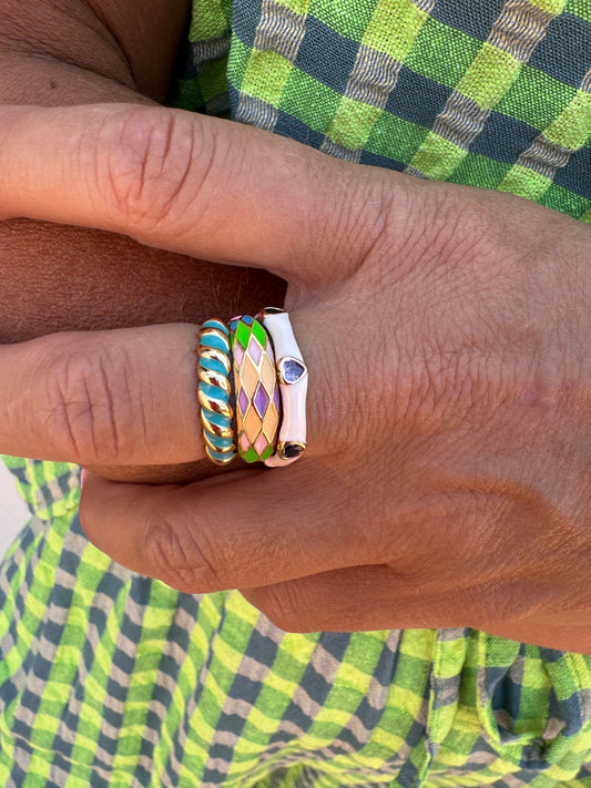 ANILLO ESMALTADO ROMBOS