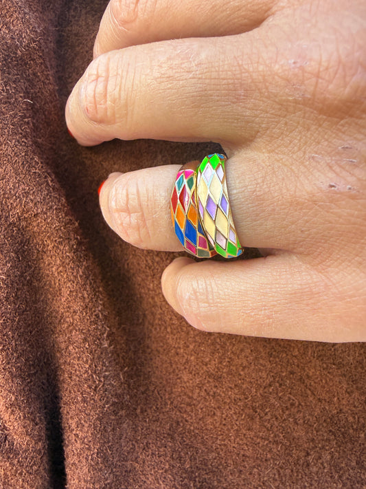 ANILLO ESMALTADO ROMBOS