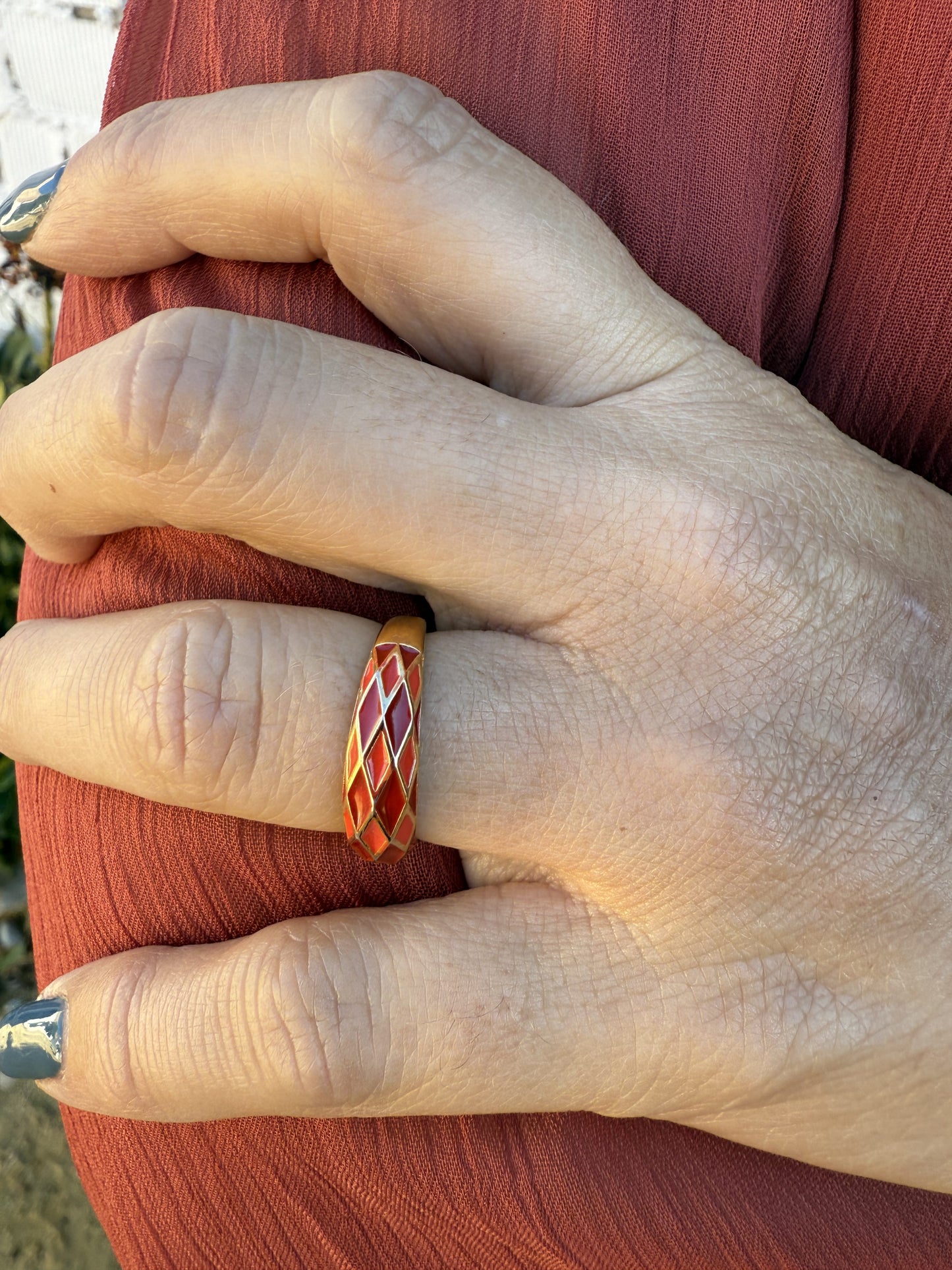 ANILLO ESMALTADO ROMBOS