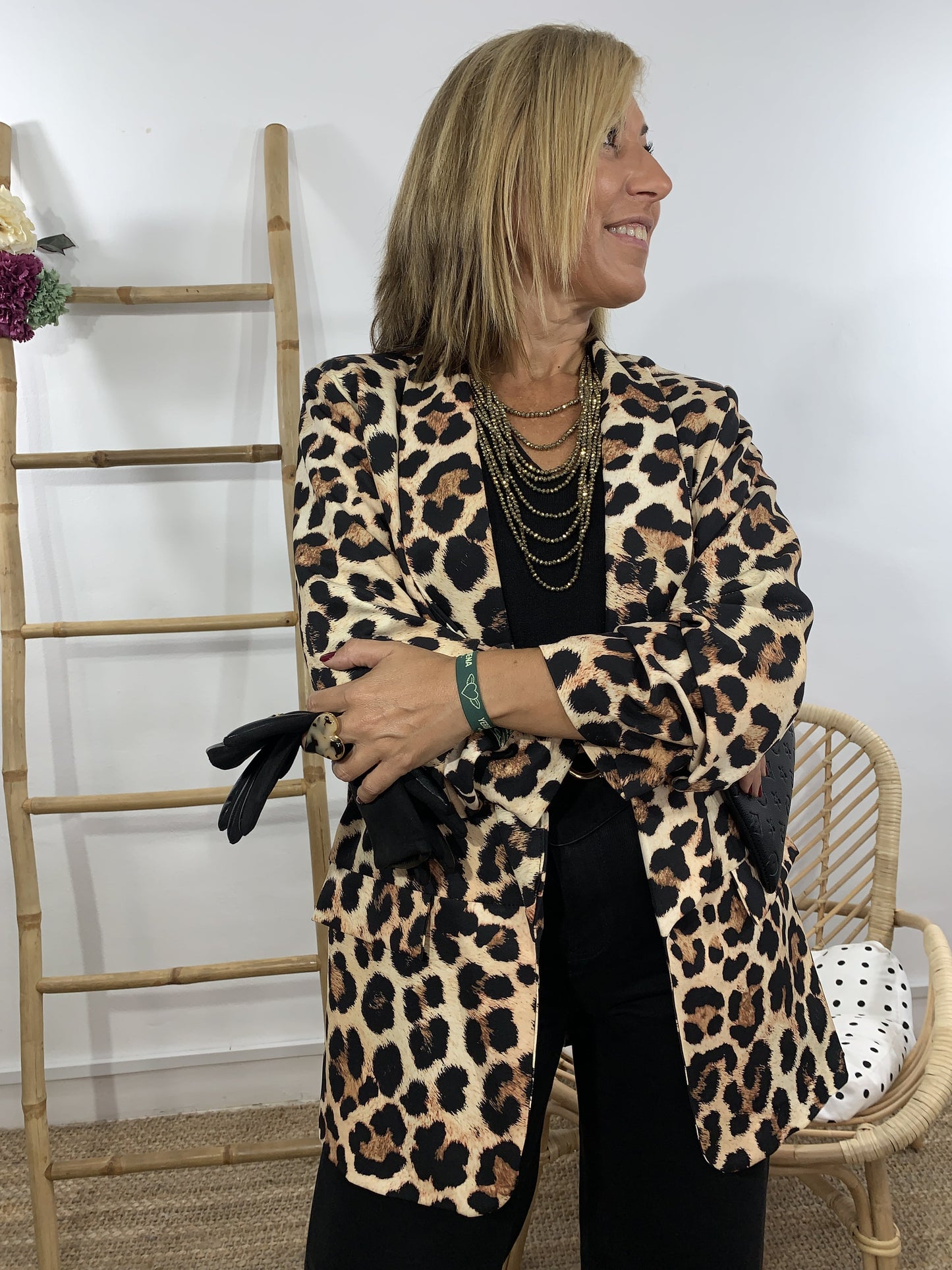 BLAZER MANGA FRUNCIDA LEOPARDO