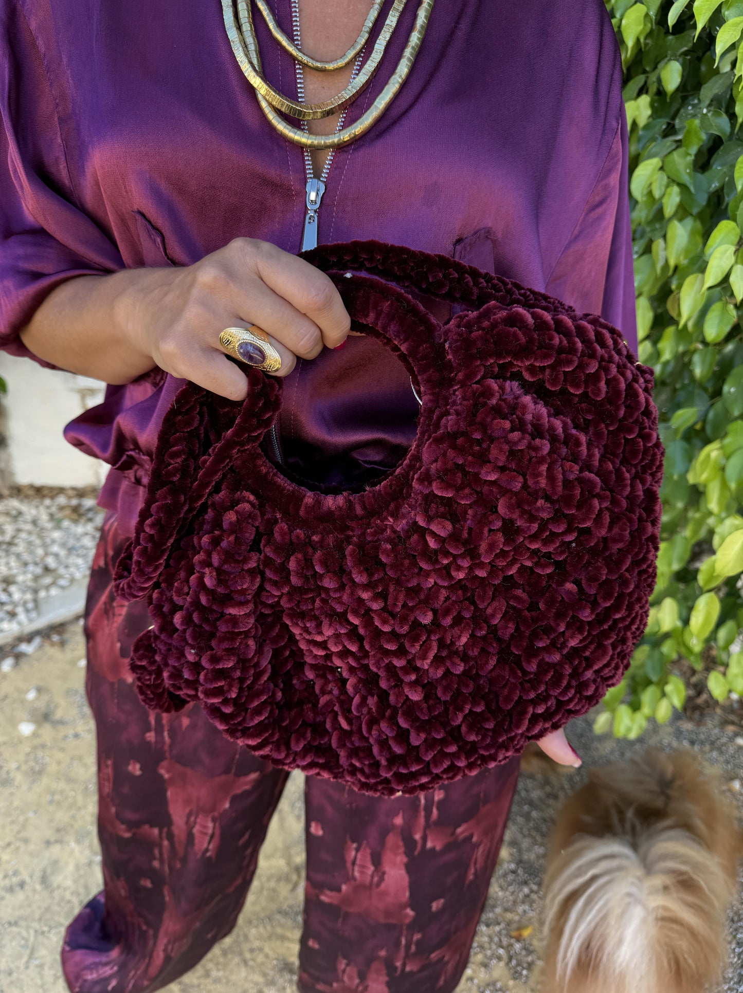 BOLSO CHENILLA ASA REDONDA