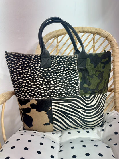 BOLSA DE COURO ESTAMPADO ANIMAL