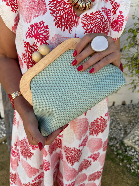 BOLSO RAFIA BOLA MADERA