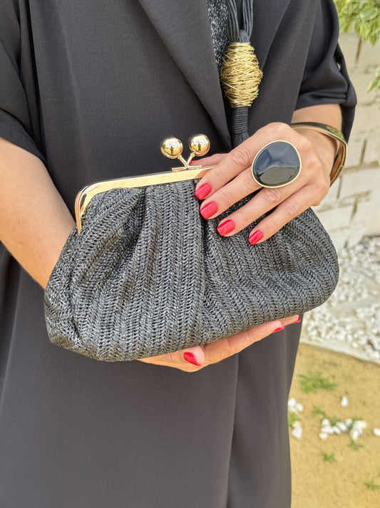 BOLSO RAFIA CLIP METALIZADO