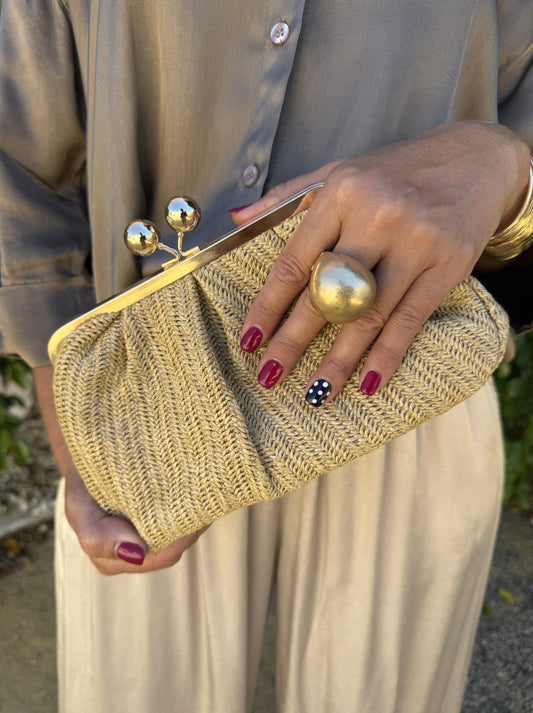BOLSO RAFIA CLIP METALIZADO