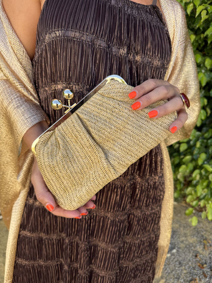 BOLSO RAFIA CLIP METALIZADO