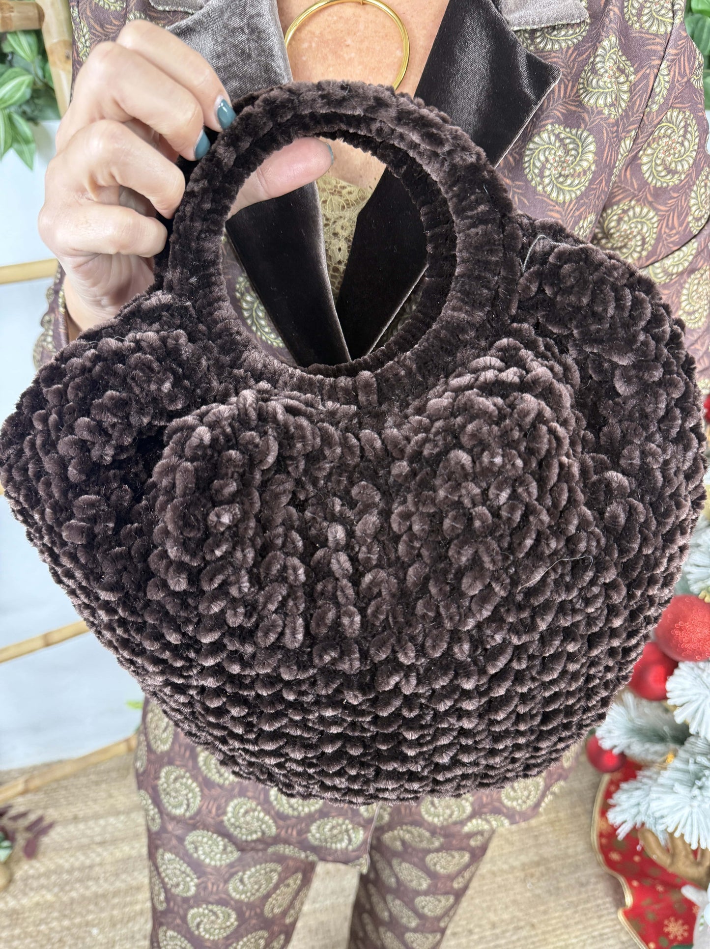 BOLSO CHENILLA ASA REDONDA