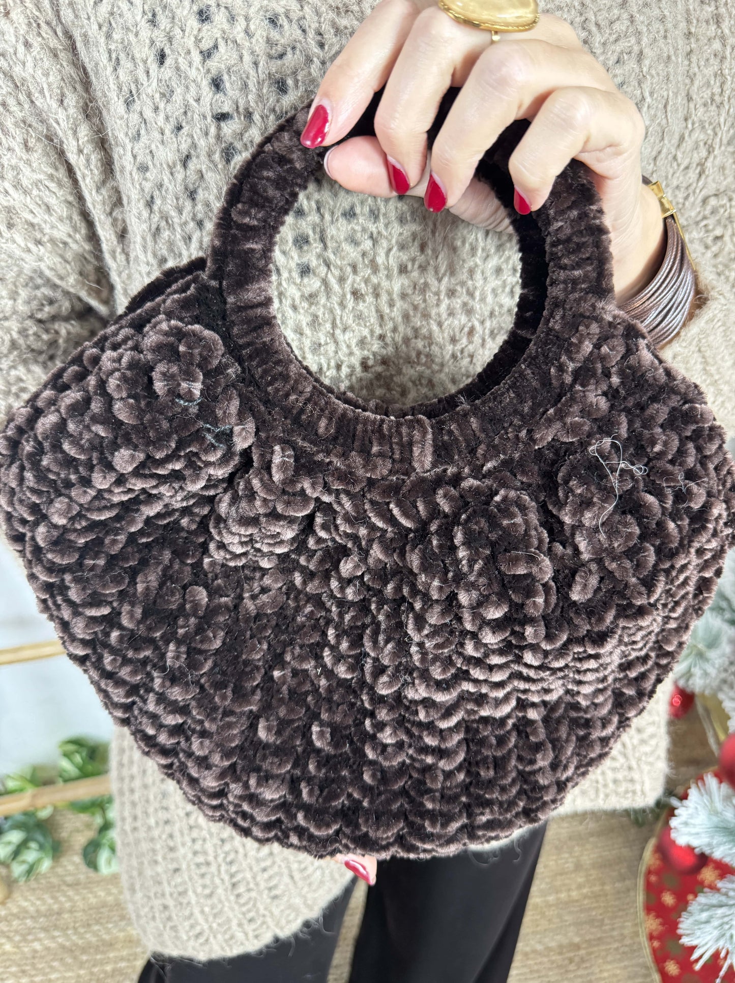 BOLSO CHENILLA ASA REDONDA