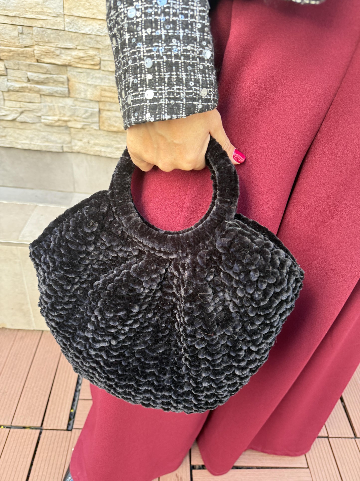 BOLSO CHENILLA ASA REDONDA