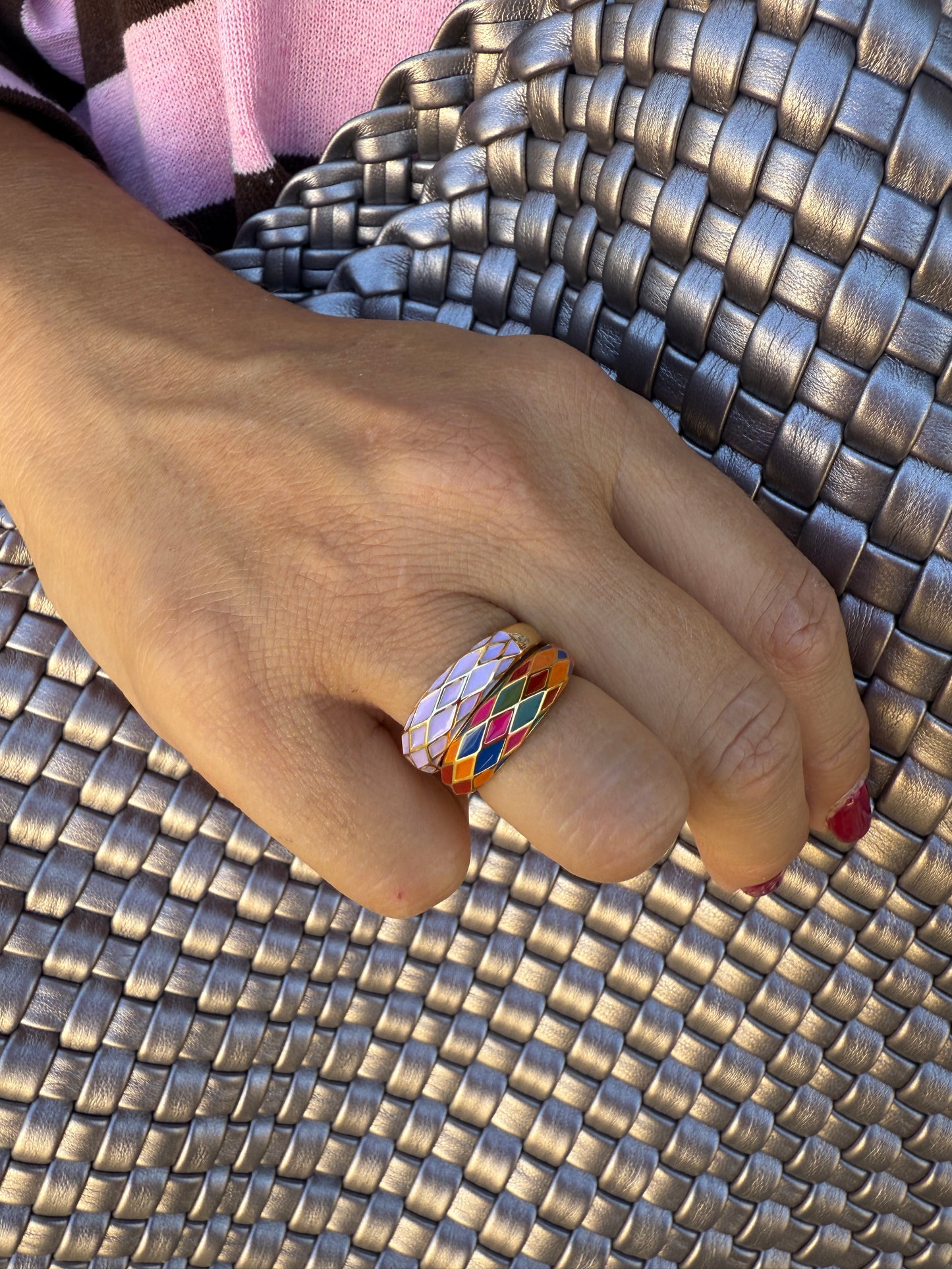 ANILLO ESMALTADO ROMBOS