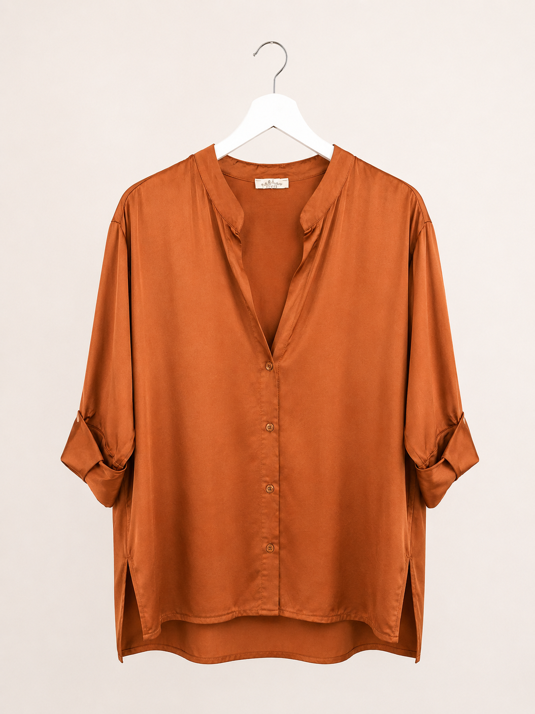 CAMISA SATINADA CUELLO MAO