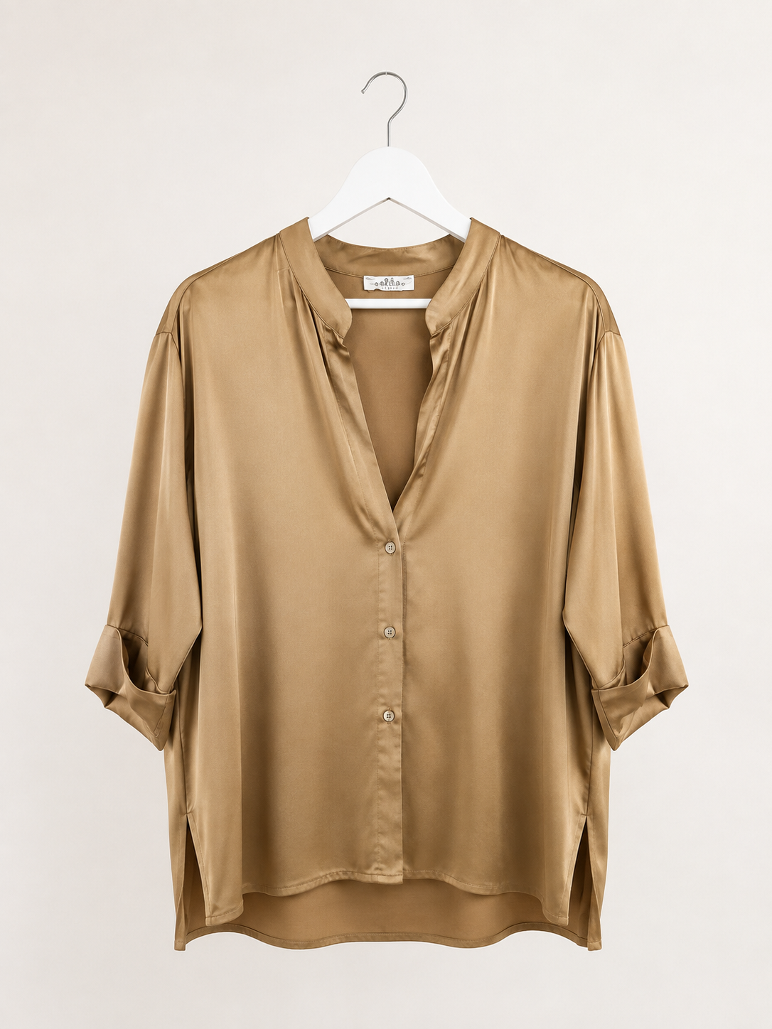 CAMISA SATINADA CUELLO MAO