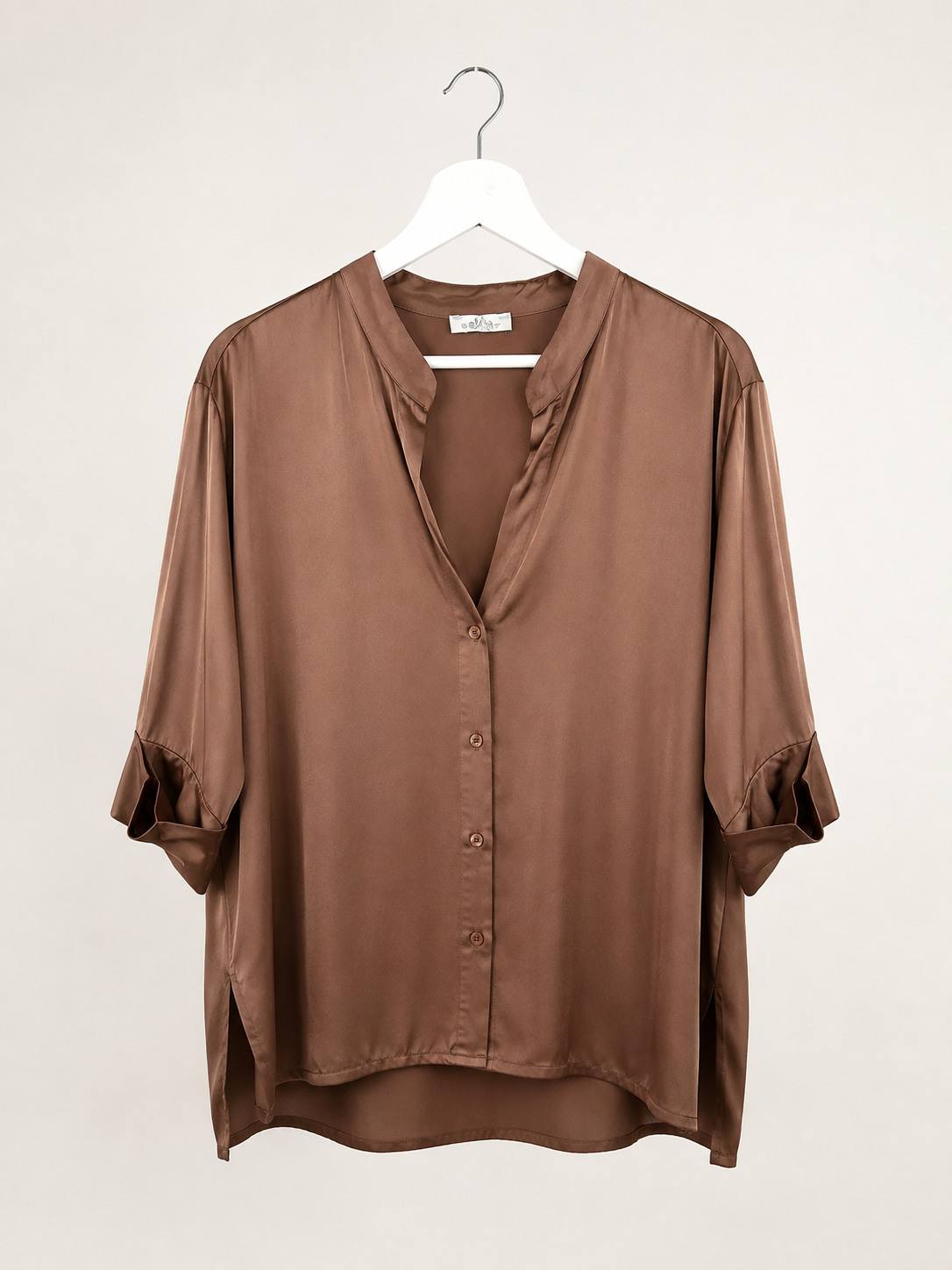 CAMISA SATINADA CUELLO MAO