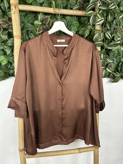 CAMISA SATINADA CUELLO MAO